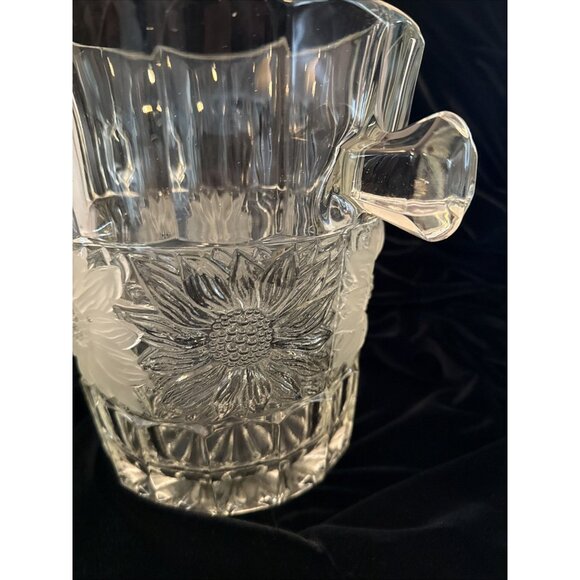 Rare Champagne Ice Bucket Sunflower Motif Heavy Crystal Glass. - Picture 7 of 13